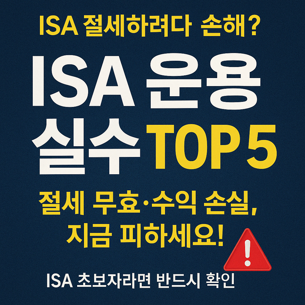 'ISA 운용 실수 TOP 5'
'절세 무효·수익 손실, 지금 피하세요!'