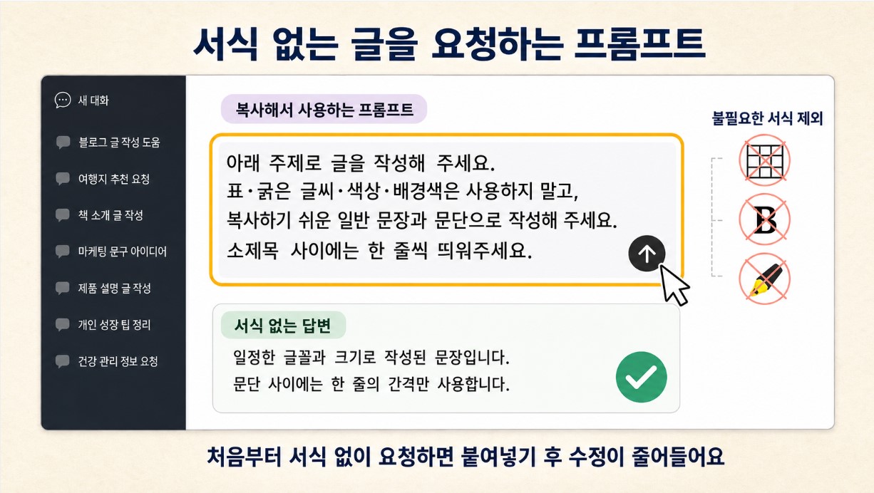 서식 없는 글 요청 프롬프트