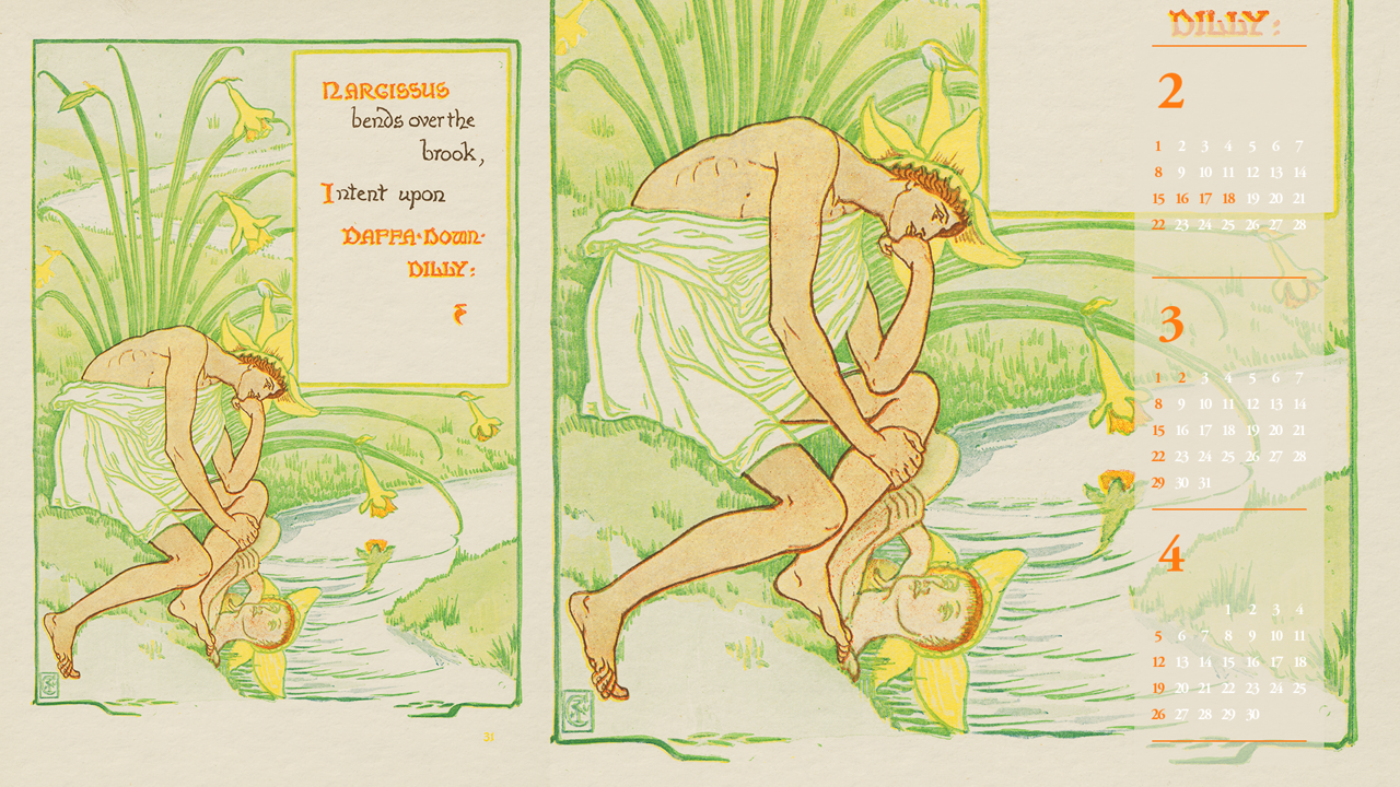 14 나르키소스와 수선화 B - 2026년3월 달력배경화면