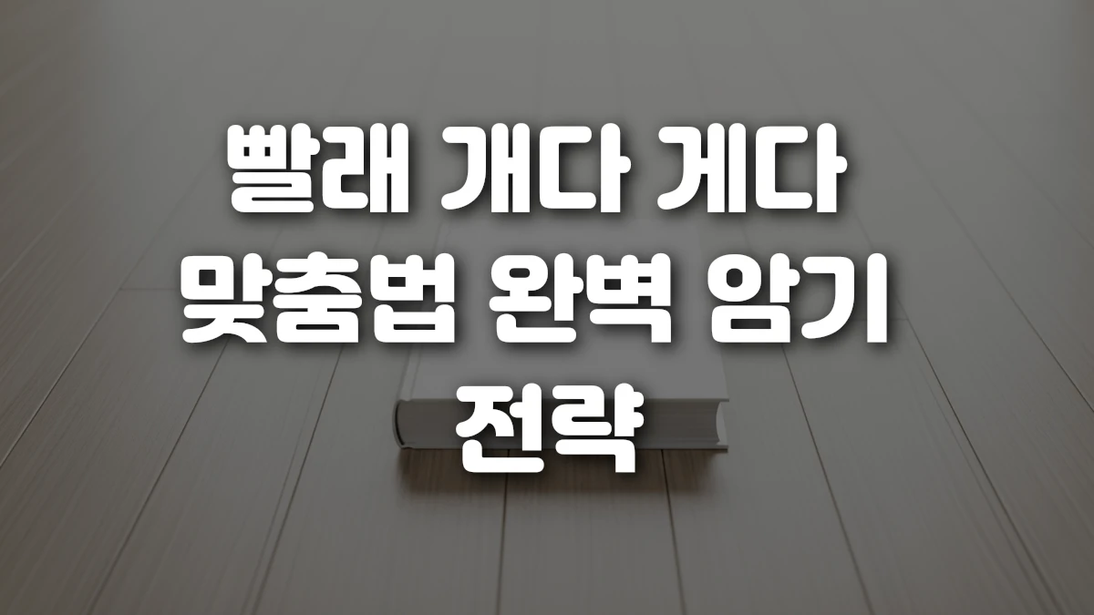 빨래 개다 게다 맞춤법 완벽 암기 전략