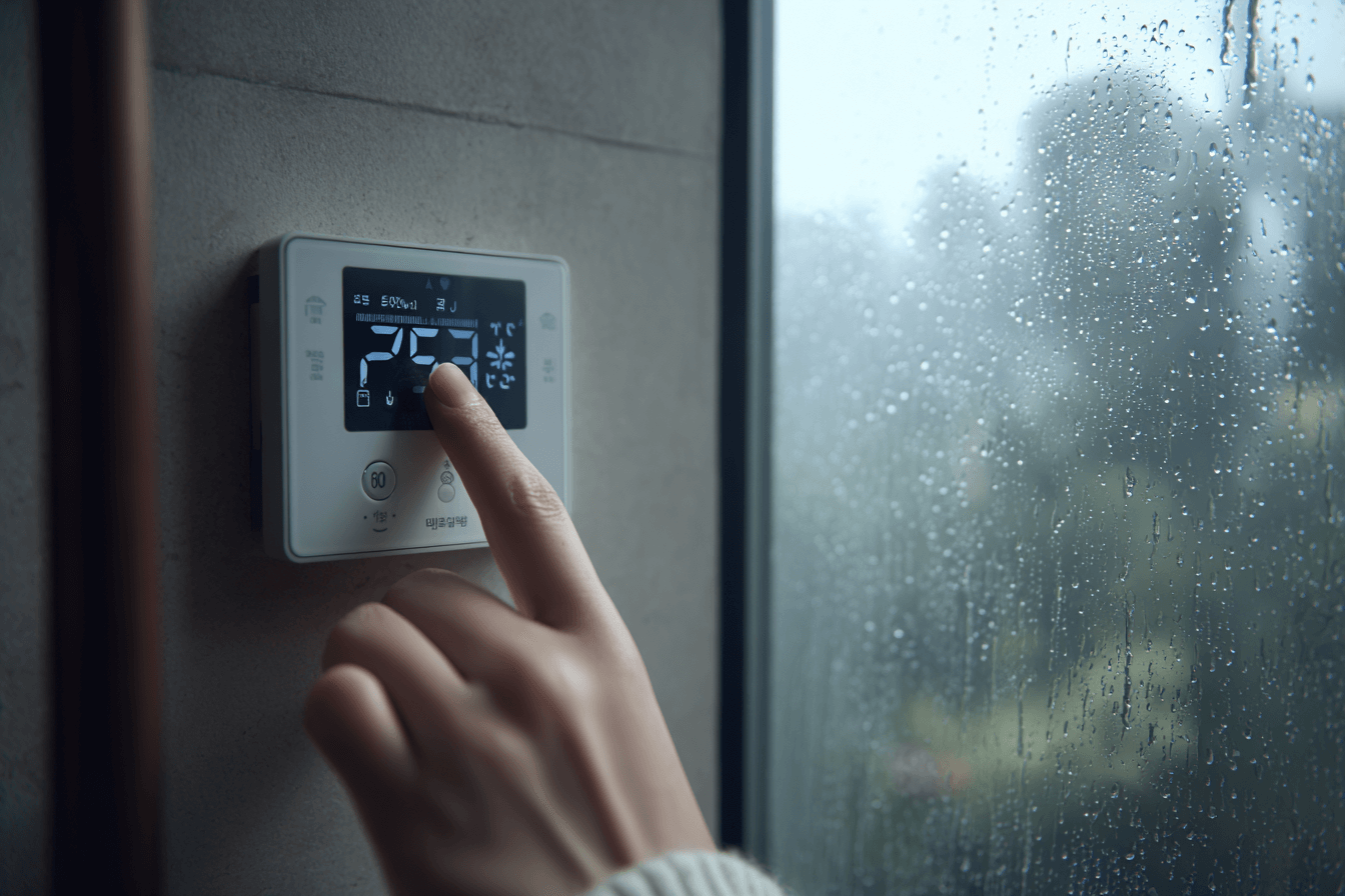 보일러를-조절하고-있는-사람의-손