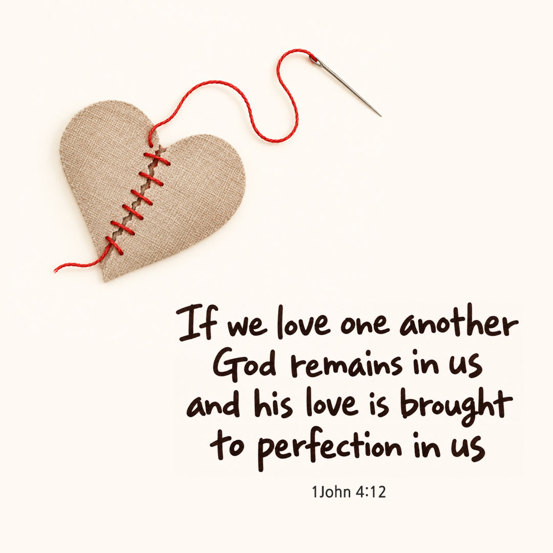 Today's Bible verse card 1John 4:12 scripture image