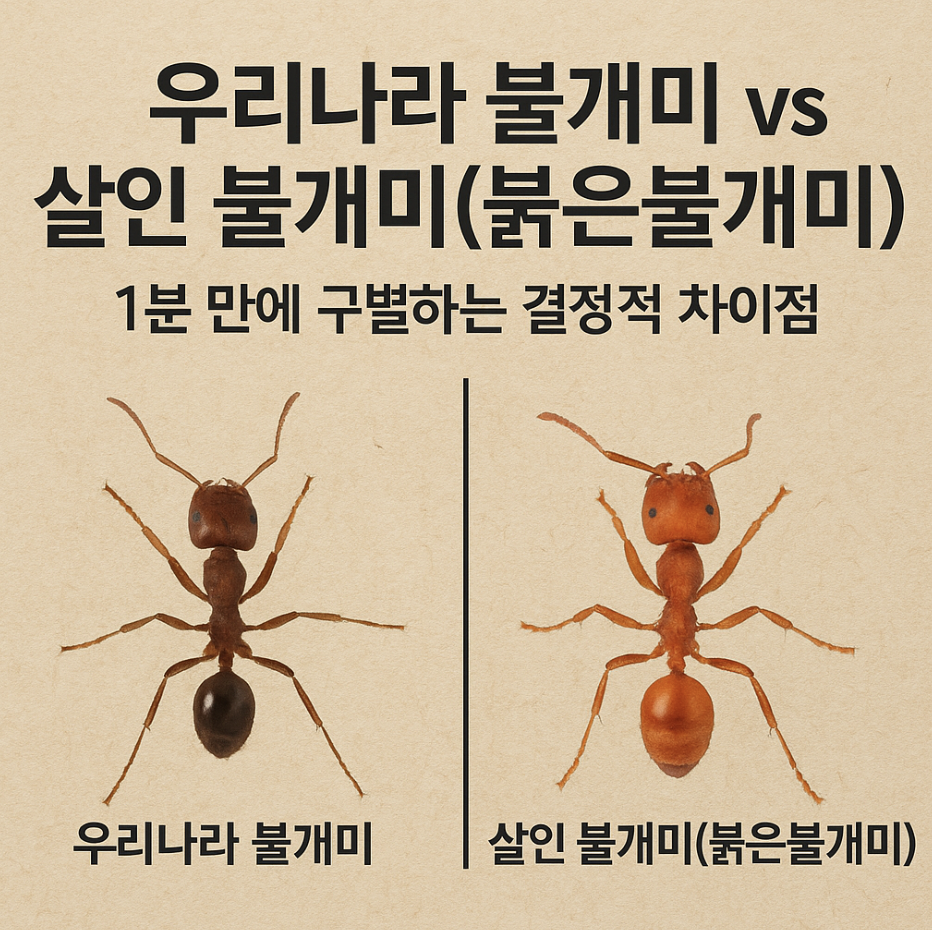 우리나라 불개미 vs 살인 불개미(붉은불개미), 1분 만에 구별하는 결정적 차이점