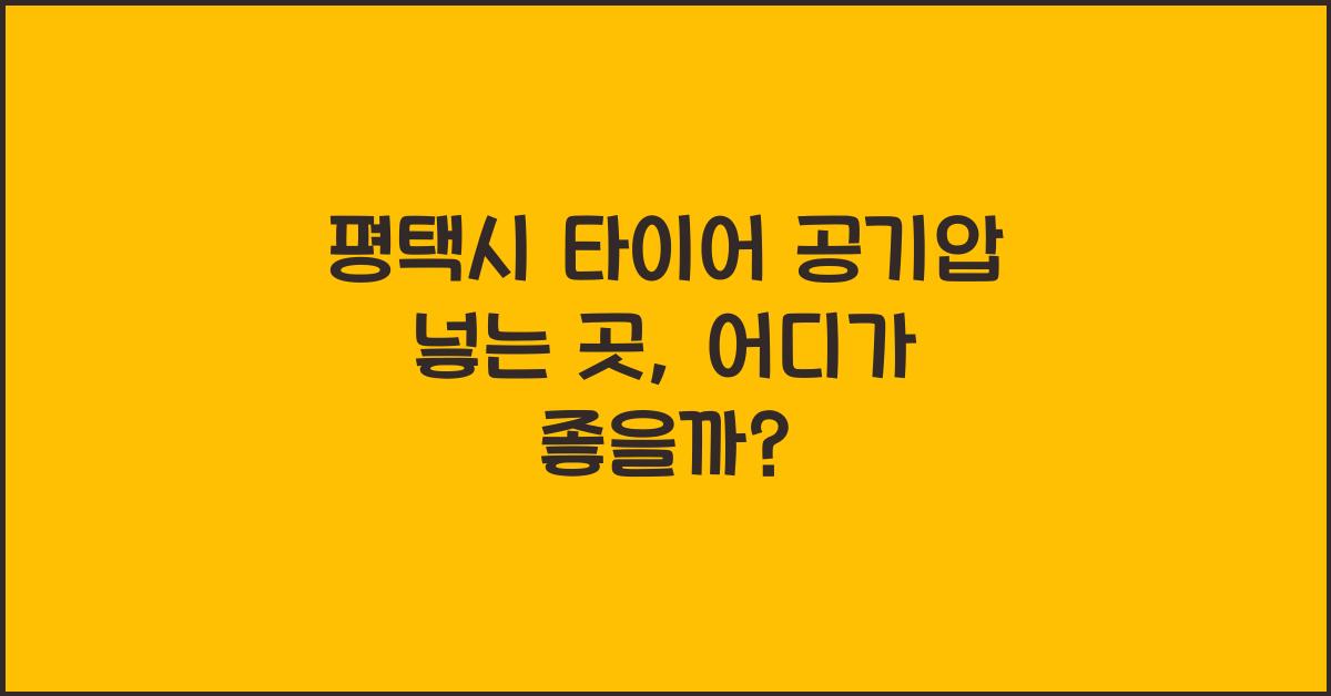 평택시 타이어 공기압 넣는 곳