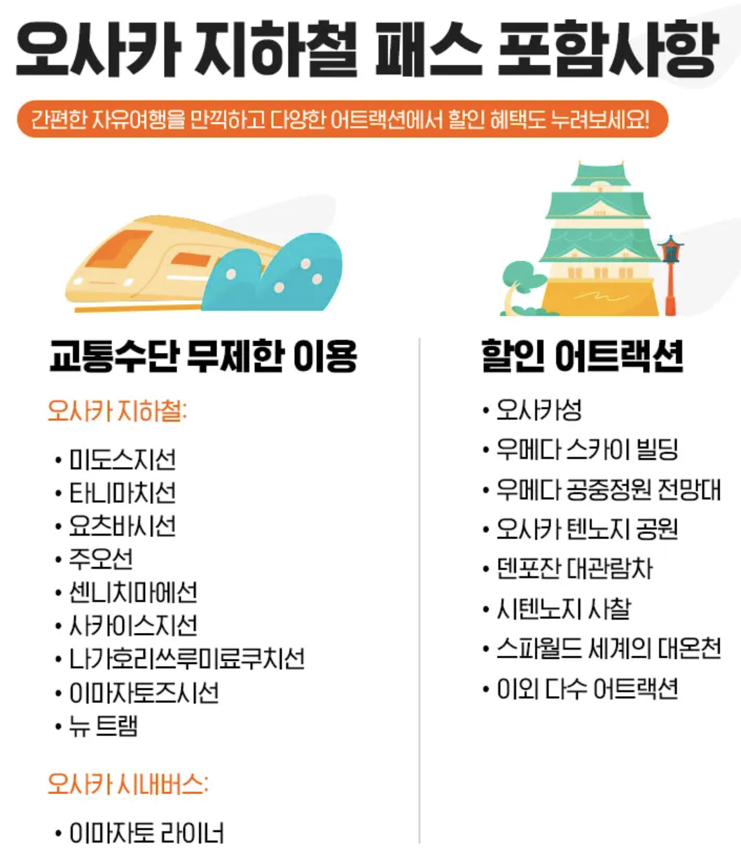 오사카 자유여행 교통패스 추천 오사카 메트로 지하철 패스 사용후기
