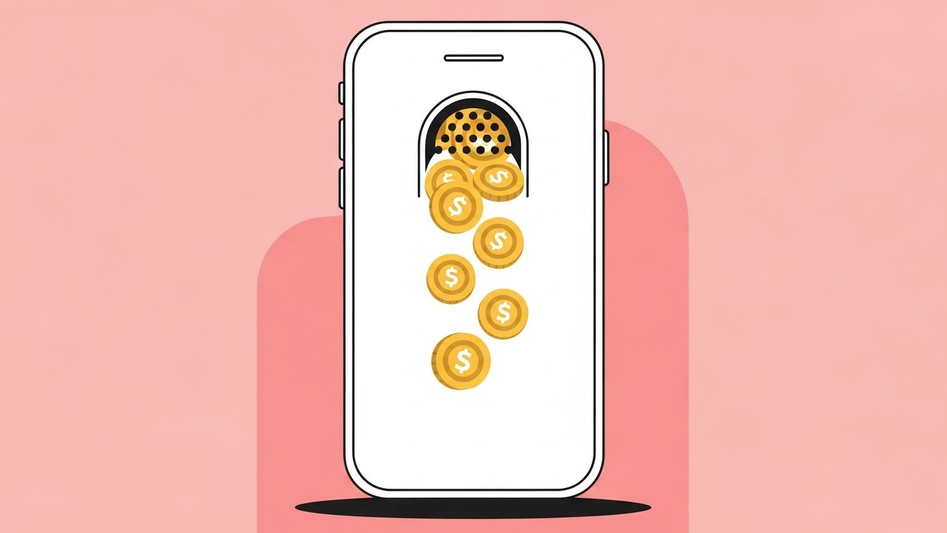 통신사에서 더 냈던 요금을 돌려받아 예상치 못한 수입을 얻는 과정을 표현한 그래픽