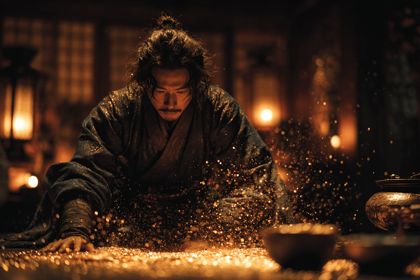 눈-앞의-금을-바라보고-있는-남자