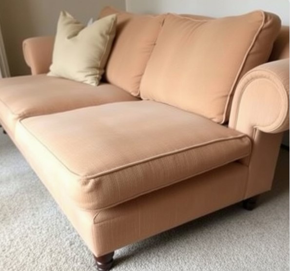 폐기물로 수거 할 예정인 아이보리색 소파