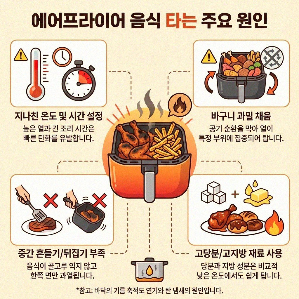 에어프라이어 음식 타는 이유와 예열 팁 완벽 분석