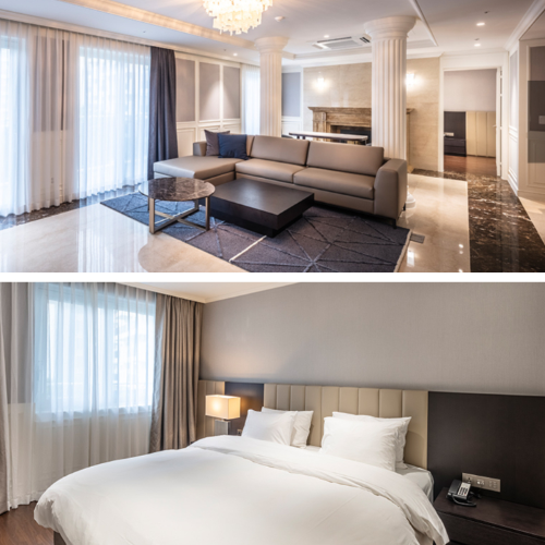 스플라스 리솜 겨울 워터파크 리조트 스테이타워 g50 거실 침실