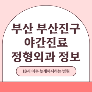 부산 부산진구 야간진료 정형외과 병원 (18시 이후 늦게까지하는 병원)