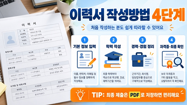 이력서 양식 무료 다운로드｜한글 HWP&middot;워드&middot;PDF 3종