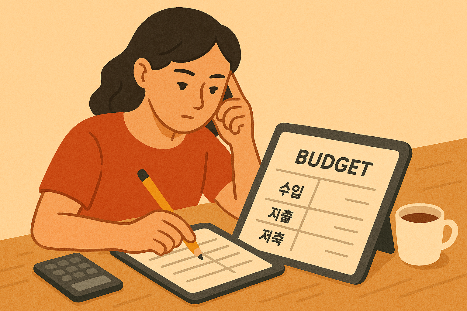 가계부 작성 일러스트