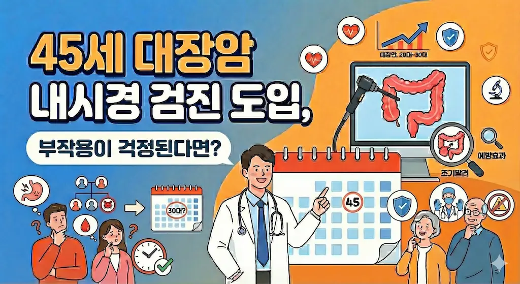 45세 대장암 내시경 검진 도입, 부작용이 걱정된다면?