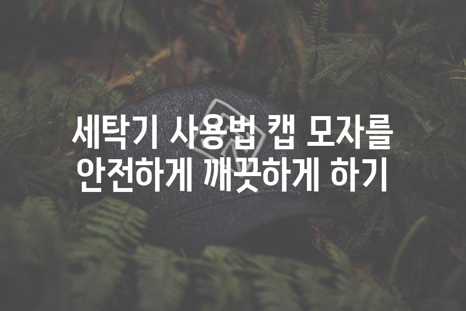 세탁기 사용법 캡 모자를 안전하게 깨끗하게 하기