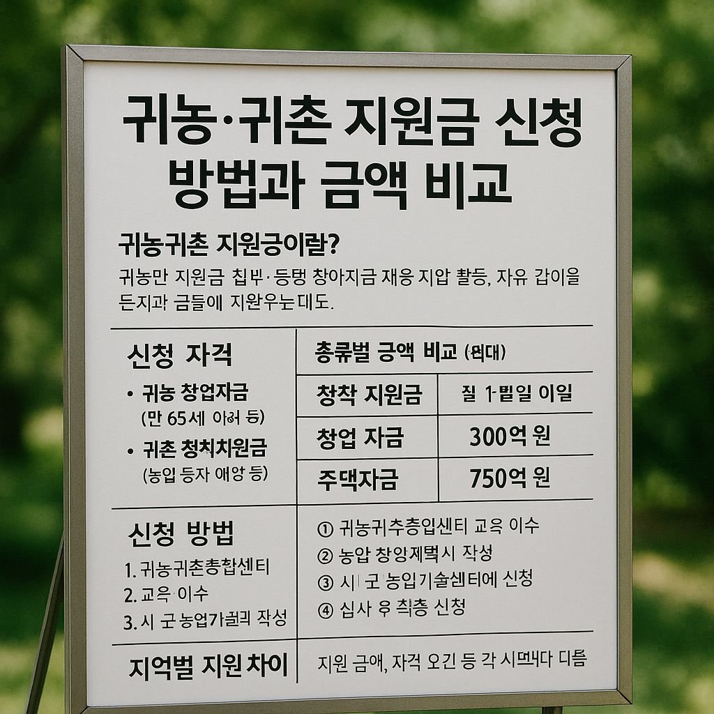 귀농·귀촌 지원금, 이렇게 신청하면 된다! 💸 (최신 정리)