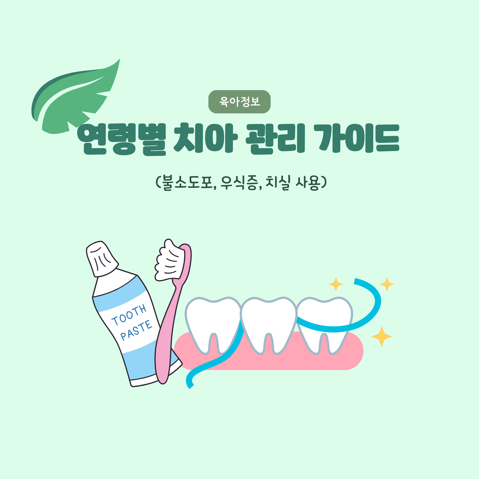 연령별 치아 관리 가이드 (불소도포, 우식증, 치실 사용)