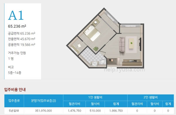 서울시니어스 고양타워 타입별 방구조 (은퇴설계자들)