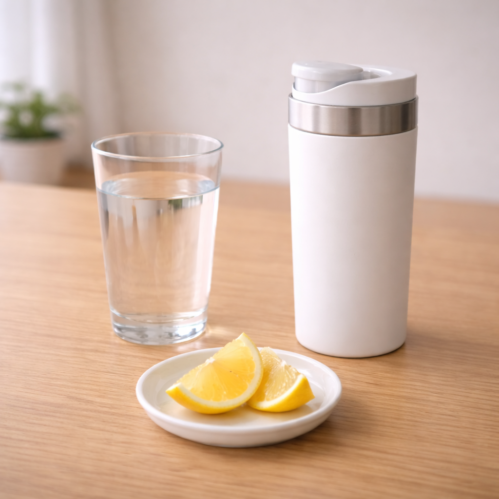 달달한 음료 대신 물이나 무가당 음료로 바꾸는 습관을 상징한 이미지