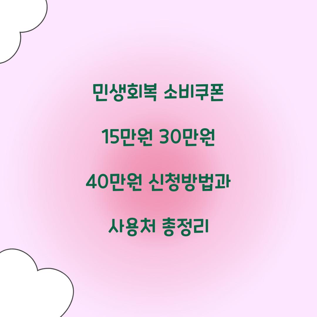 민생회복 소비쿠폰 15만원 30만원 40만원