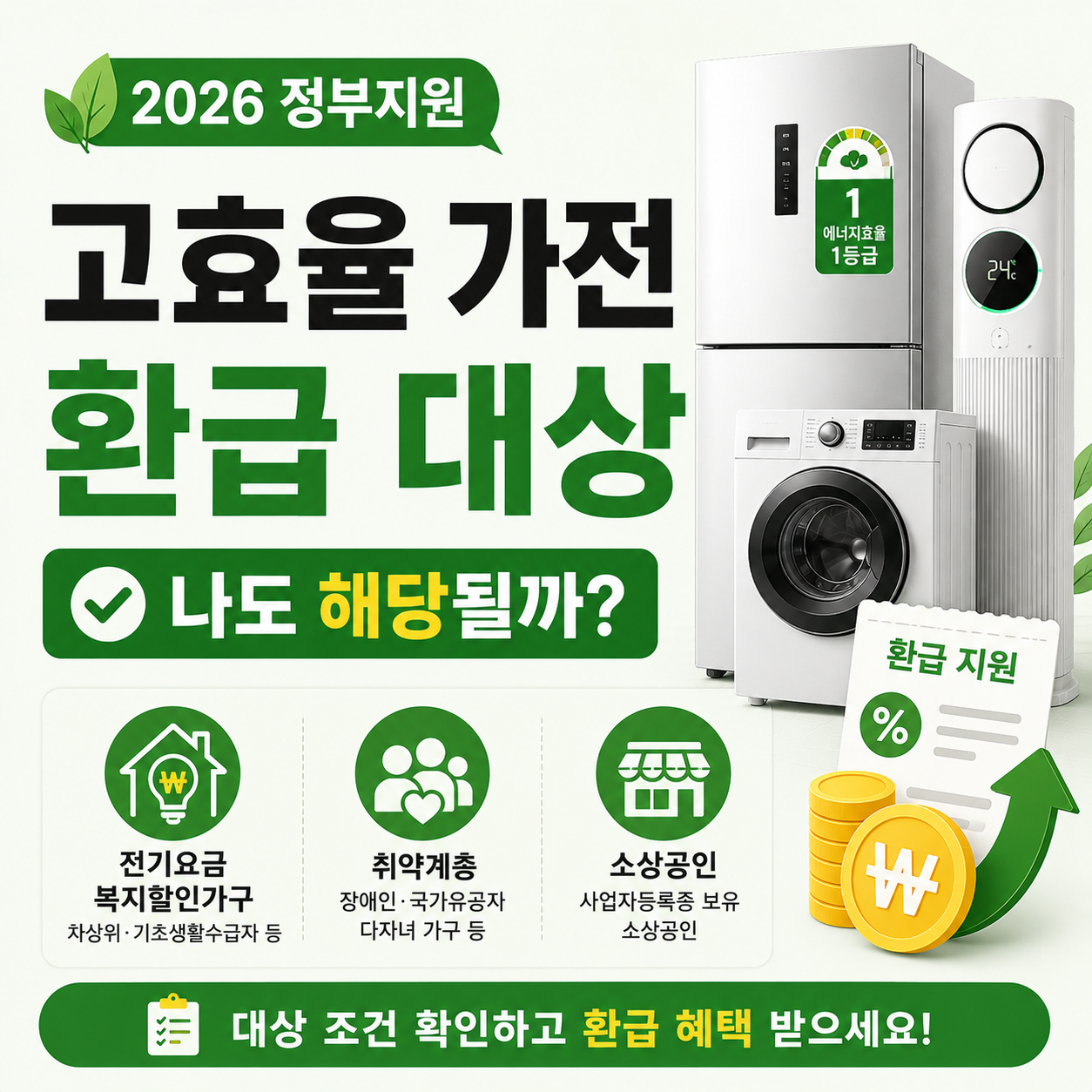 고효율 가전제품 환급 대상을 확인하는 이미지