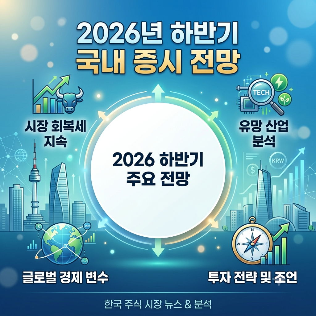 2026년 하반기 코스피 전망과 반도체 주식시장 변동성을 표현한 이미지