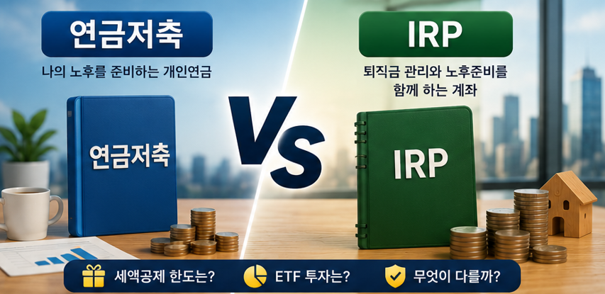 연금저축 vs IRP 차이 총정리|세액공제·한도·ETF 투자 뭐가 다를까?