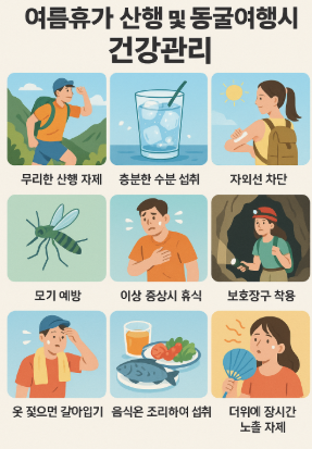 여름휴가 산행·동굴 여행 시 건강하게 즐기는 방법관련 이미지