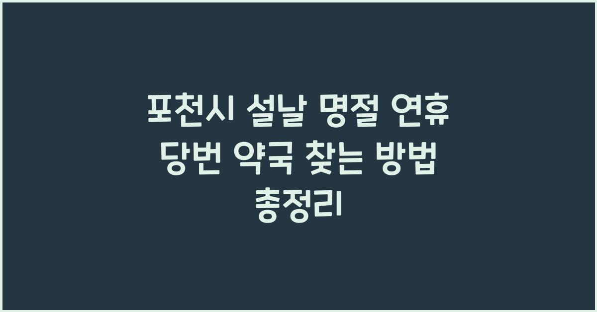 포천시 설날 명절 연휴 당번 약국 찾는 방법
