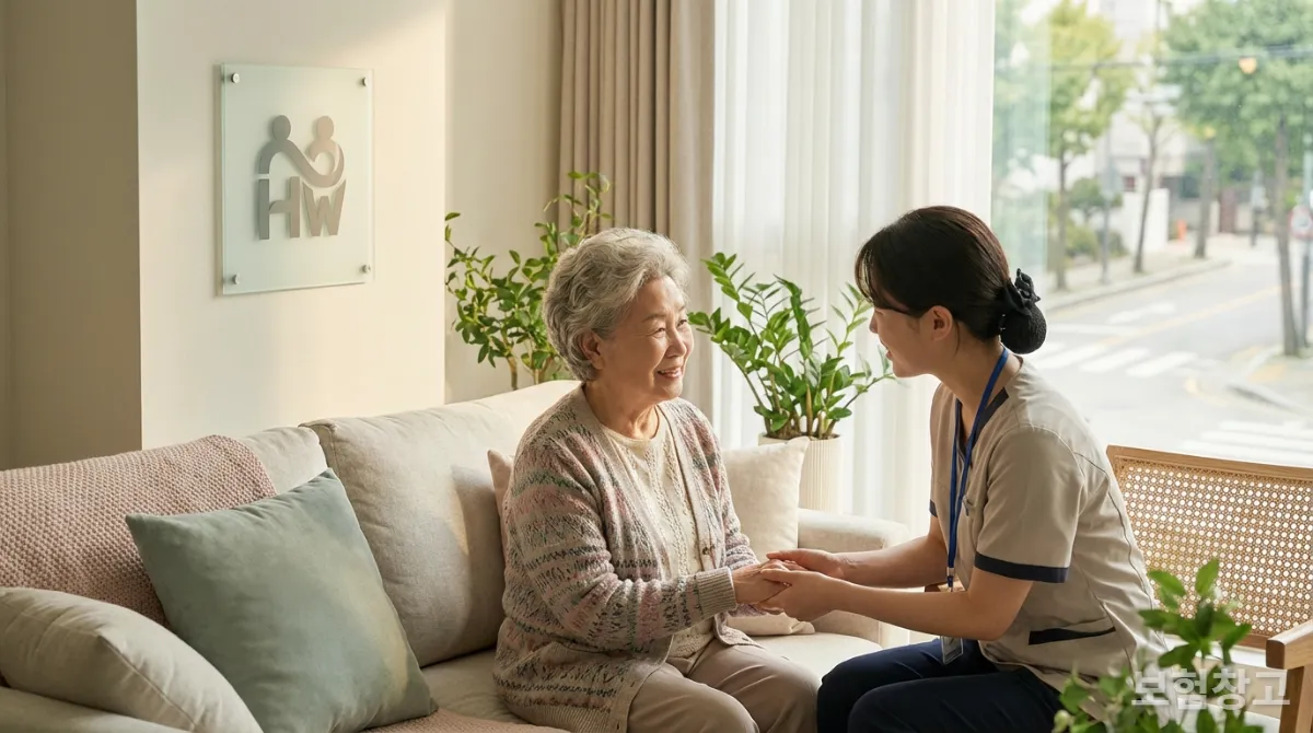 노인장기요양보험을 통해 간병 서비스를 받는 어르신의 모습