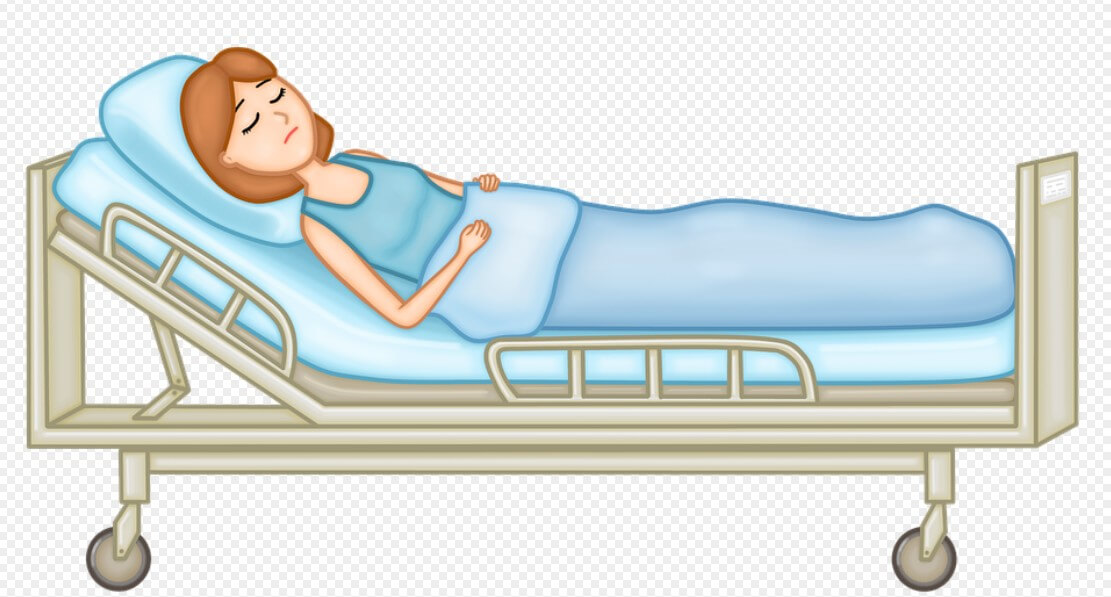 병실에 누워 있는 환자의 모습