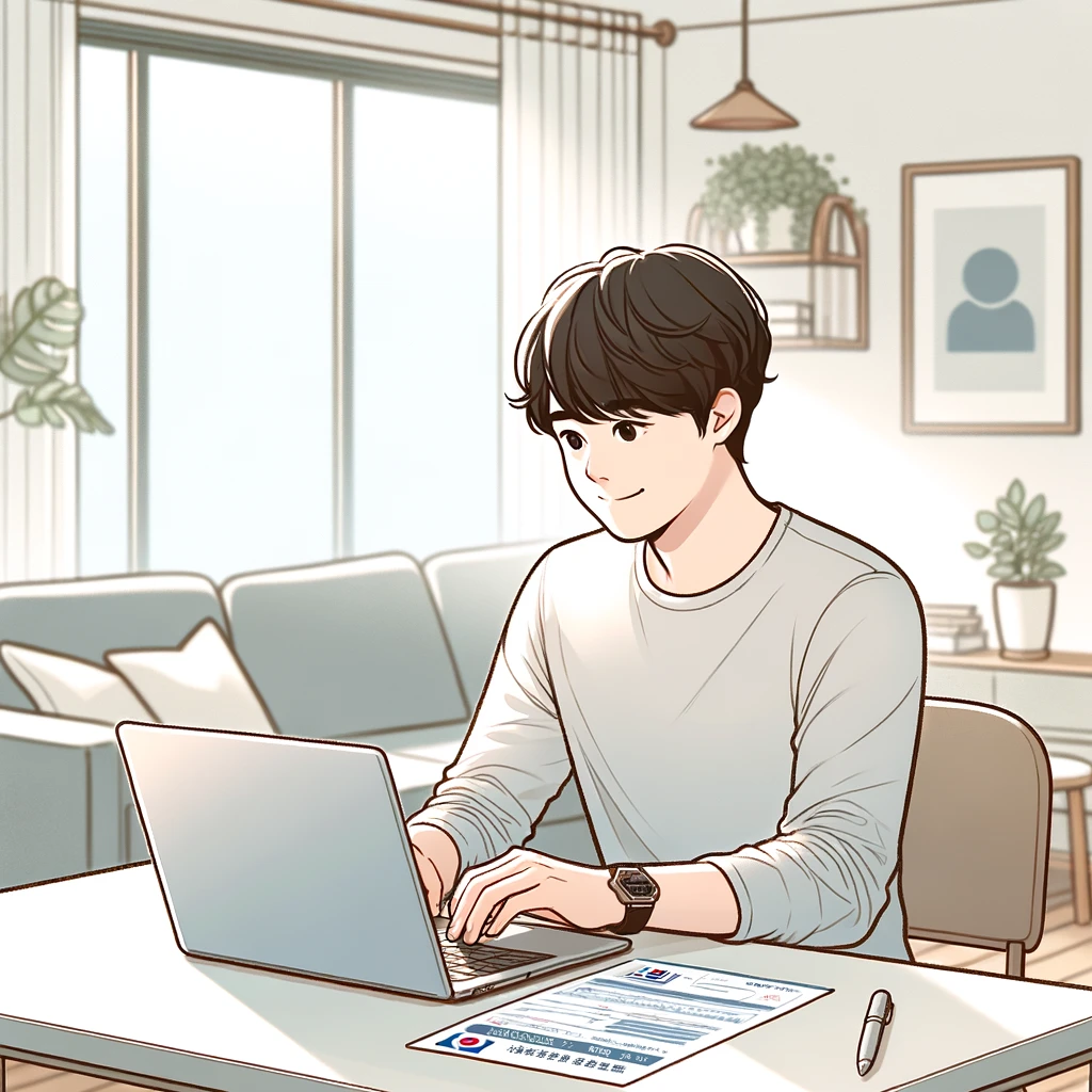 국민취업지원제도 신청방법을 알아보는 청년의 온라인 신청 장면, 취업지원정책, 워크넷 신청, 2025 취업지원정보