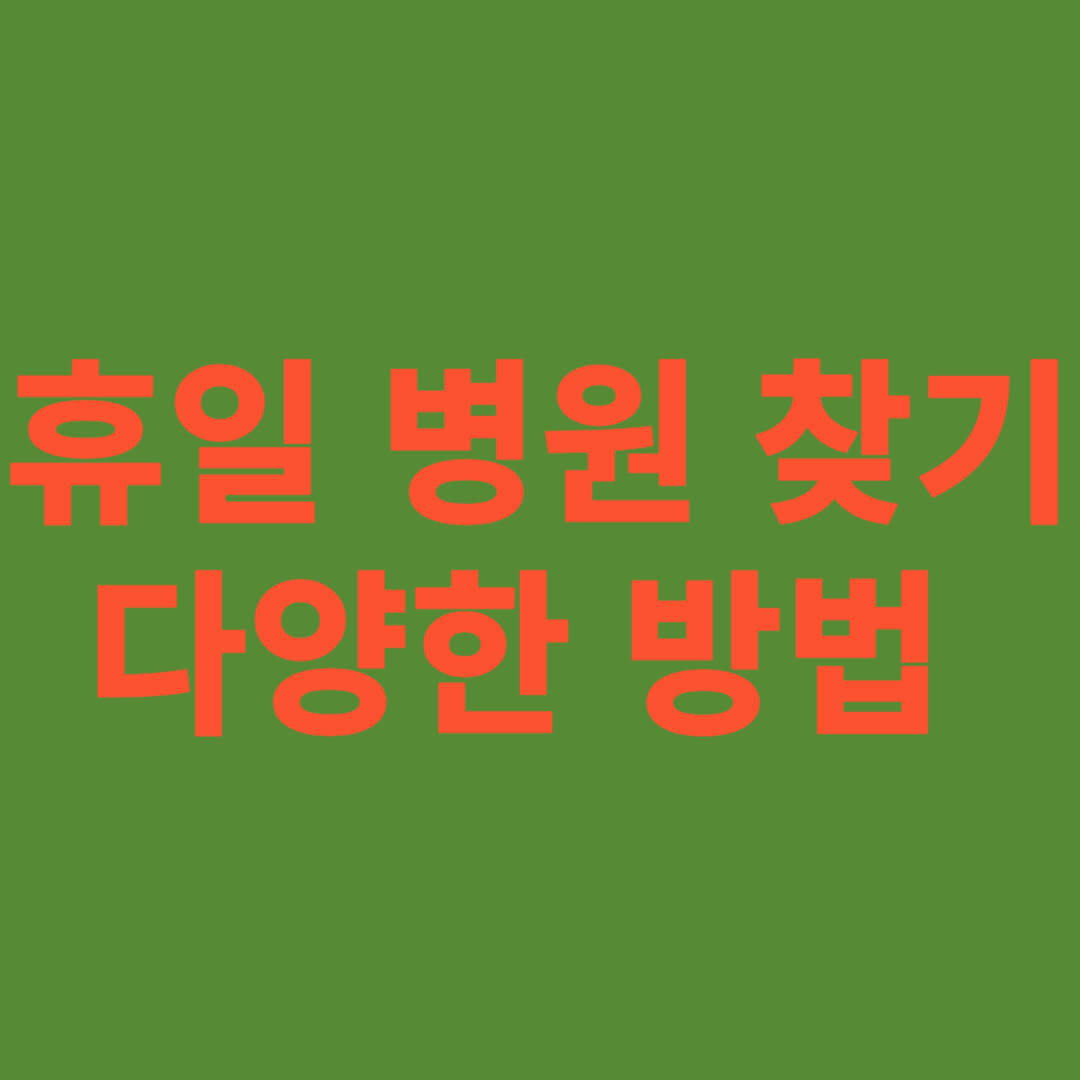휴일 병원 찾기 다양한 방법