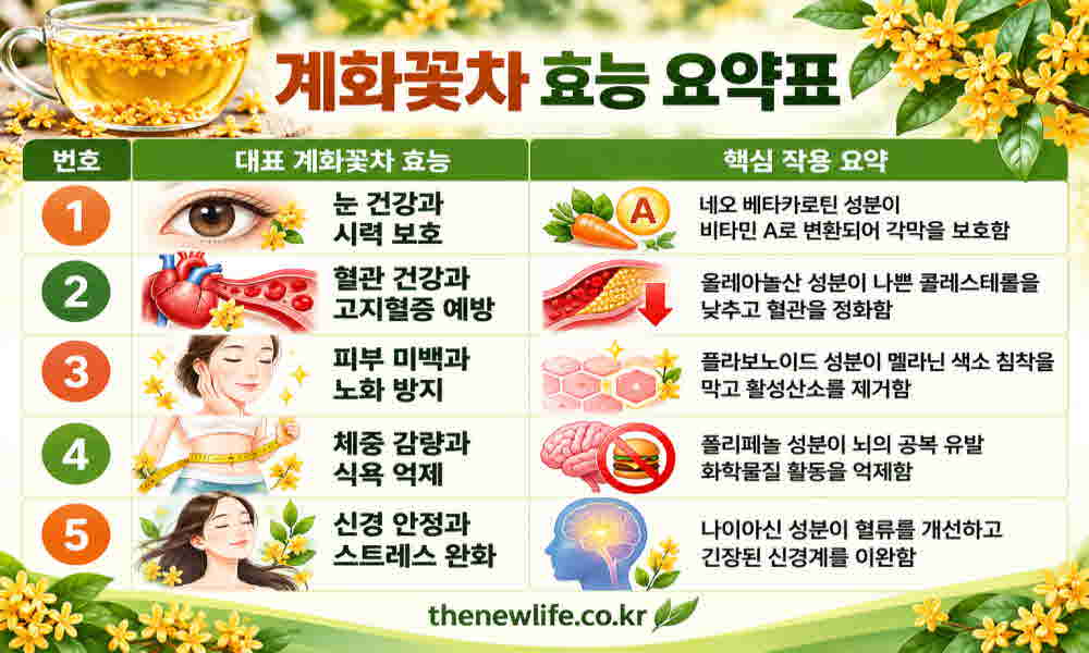 계화꽃차 효능 요약표