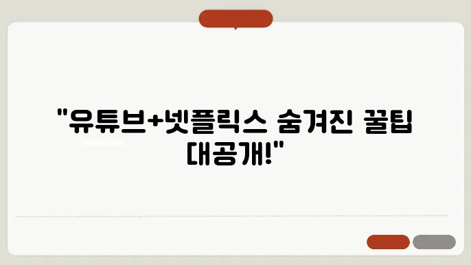 유튜브프리미엄넷플릭스 꿀팁 총정리