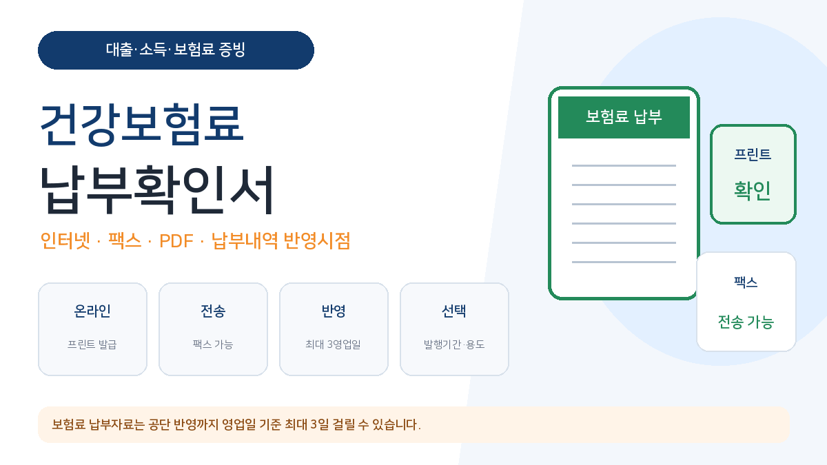 건강보험료 납부확인서 인터넷 발급 팩스 PDF 납부내역 반영