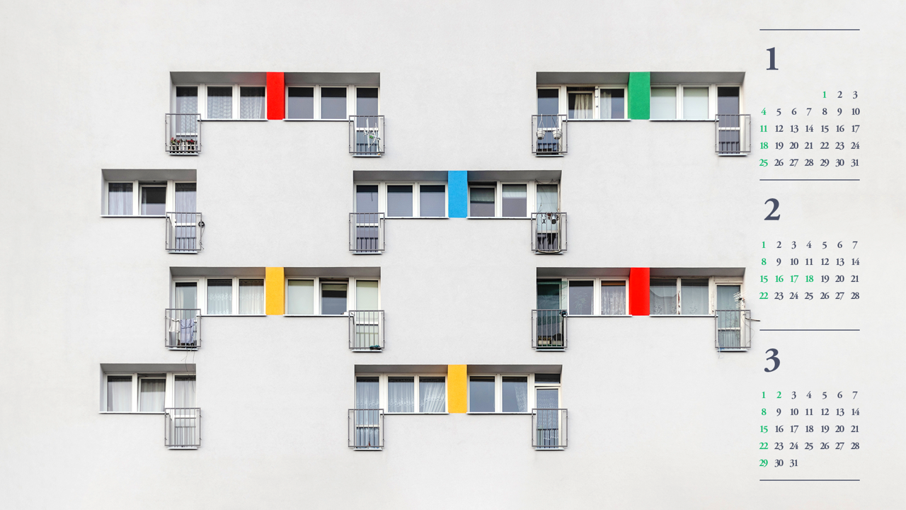 09 회색 건물 B - 2026년2월 달력배경화면