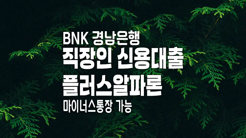 경남은행 신용대출 직장인 플러스알파론 요약 정리 마이너스통장