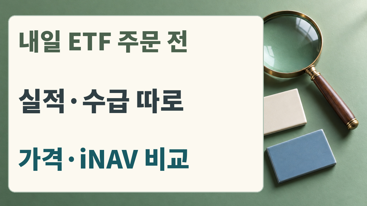 다음 거래일 ETF 주문 전 실적과 수급을 따로 보고 가격과 iNAV를 비교하는 확인 순서