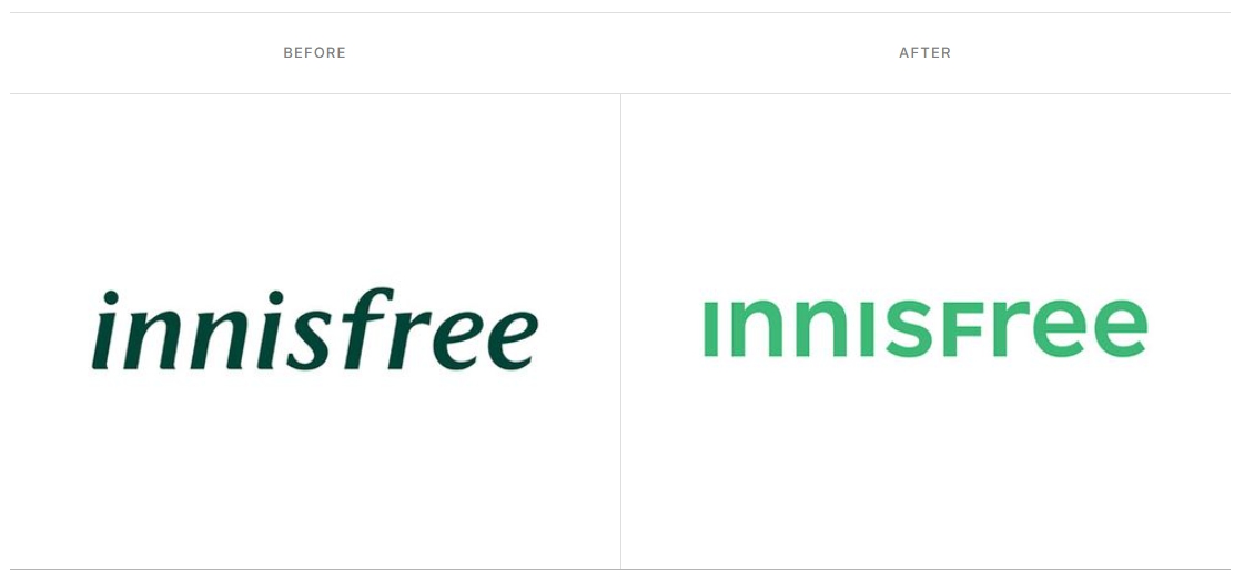 이니스프리 전후 로고 비교 이미지