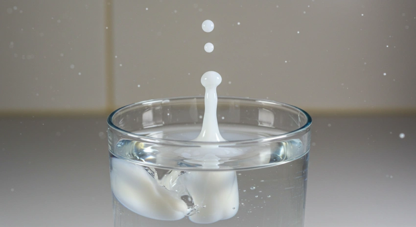 유통기한 지난 우유를 물에 떨어뜨려 신선도를 확인하는 모습
