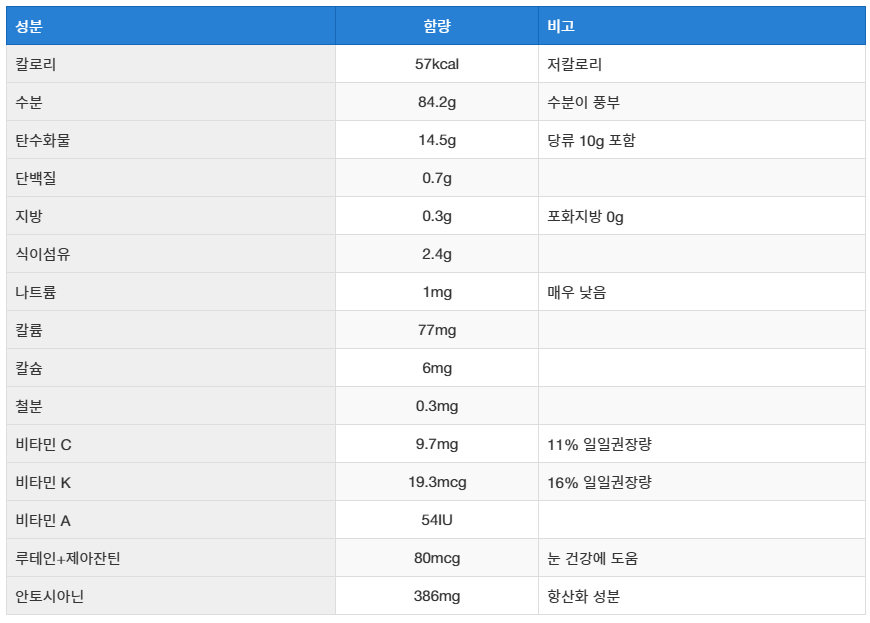 블루베리 영양성분
