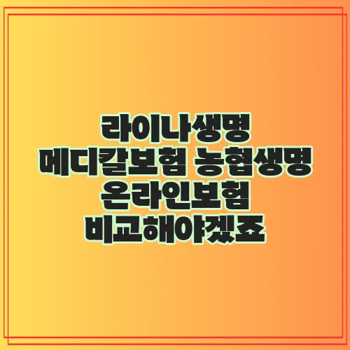 라이나생명 메디칼보험 농협생명 온라인보험 비교해야겠죠