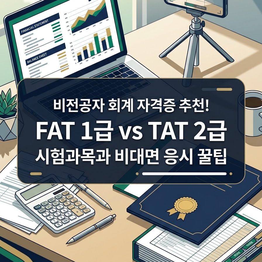 비전공자 회계 자격증 추천! FAT 1급 vs TAT 2급 시험과목과 비대면 응시 꿀팁&middot;2026 하반기 일정