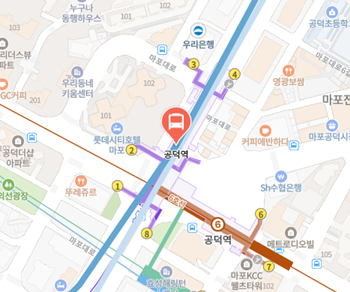 공덕역에서 인천공항 리무진 공항버스(6702번) 지도 위치