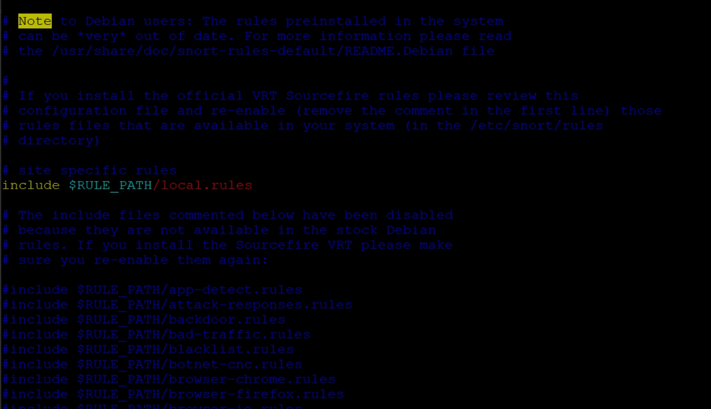 snort.conf - local.rules 외 주석처리