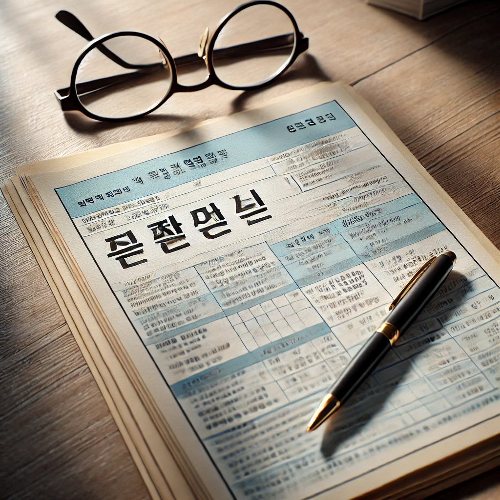 책상 위 퇴직소득 원천징수영수증 문서