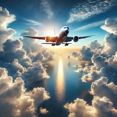 비행 중인 비행기 사진