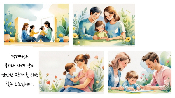 경계선은 부모와 자녀 간의 건강한 관계를 위한 필수 요소입니다에 관한 그림