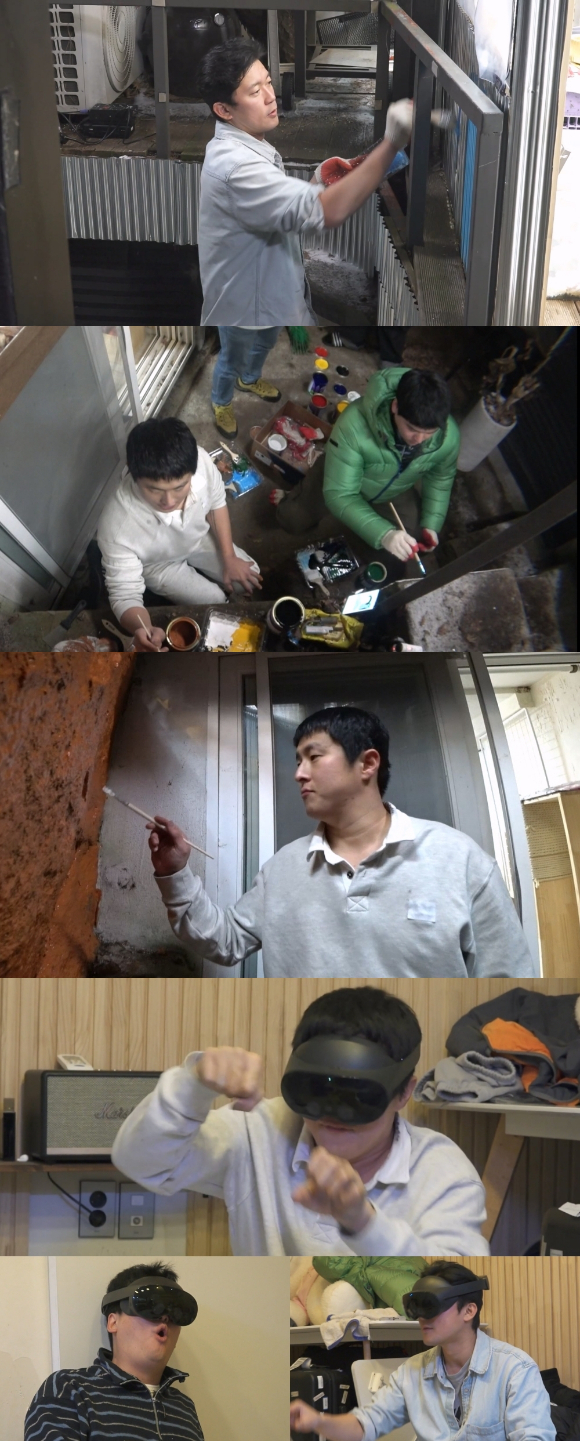 &#39;나 혼자 산다&#39; 기안84와 이장우&#44; 김대호가 벽화를 그리고 있다. [사진=MBC]